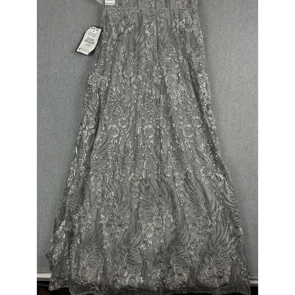 Alex Evenings Dress Womens 8 Silver Sequin Lace A-Line Formal Maxi Gown NWT - Picture 9 of 11